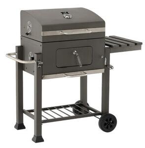 Nagy méretű kerti grill sütő fedéllel, öntöttvas rostély és kerekekkel 114,5 x 60 x 108 cm