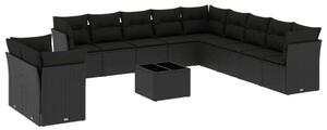 VidaXL Polyrattan Kerti Ülőgarnitúra - Fekete - 12 részes