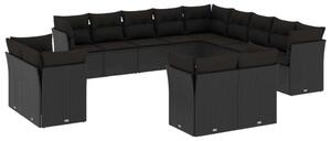 VidaXL Polyrattan Kerti Ülőgarnitúra - 13 részes - Fekete