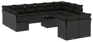 VidaXL Polyrattan Kerti Ülőgarnitúra - 13 részes - Fekete