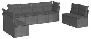 Polyrattan Kerti Ülőgarnitúra - 8 részes - Fekete