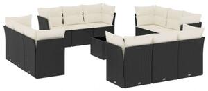 VidaXL Polyrattan Kerti Ülőgarnitúra - 13 részes - Fekete