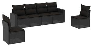 Polyrattan Kerti Ülőgarnitúra - 6 részes - Fekete