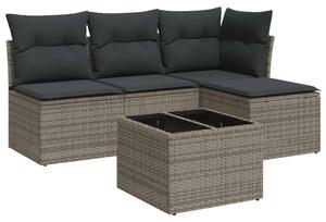 VidaXL Polyrattan Kerti Ülőgarnitúra - 5 részes - Szürke