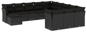 VidaXL Polyrattan Kerti Ülőgarnitúra - 12 részes - Fekete