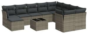 VidaXL Polyrattan Kerti Ülőgarnitúra - 11 részes - Szürke