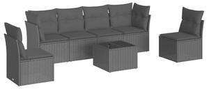 VidaXL Polyrattan Kerti Ülőgarnitúra - 7 részes - Fekete