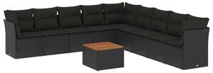 VidaXL Polyrattan Kerti Ülőgarnitúra - 10 részes - Fekete