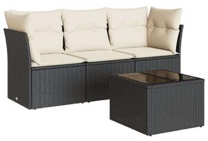 VidaXL Polyrattan Kerti Ülőgarnitúra - 4 részes - Fekete