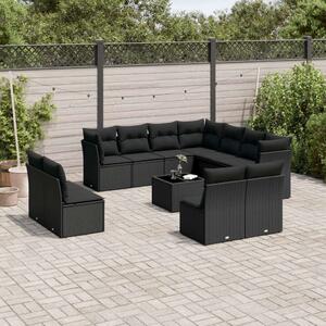 VidaXL Polyrattan Kerti Ülőgarnitúra - 12 részes - Fekete