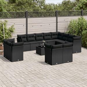 VidaXL Polyrattan Kerti Ülőgarnitúra - 13 részes - Fekete