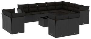 VidaXL Polyrattan Kerti Ülőgarnitúra - 13 részes - Fekete