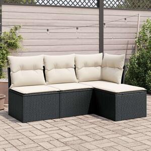 VidaXL Polyrattan Kerti Ülőgarnitúra - 4 részes - Fekete