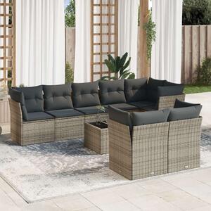 VidaXL Polyrattan Kerti Ülőgarnitúra - 9 részes - Szürke