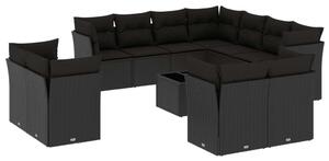 VidaXL Polyrattan Kerti Ülőgarnitúra - 12 részes - Fekete