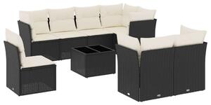 VidaXL Polyrattan Kerti Ülőgarnitúra - 9 részes - Fekete