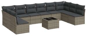 VidaXL Polyrattan Kerti Ülőgarnitúra - 11 részes - Szürke