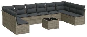 VidaXL Polyrattan Kerti Ülőgarnitúra - 11 részes - Szürke