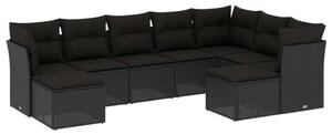 VidaXL Polyrattan Kerti Ülőgarnitúra - 9 részes - Fekete