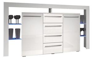 Komód Aestas, Laminált forgácslap, 94x170x45cm, Fényes fehér, Fehér