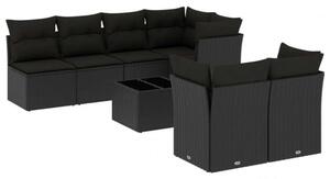 VidaXL 8 részes fekete polyrattan kerti ülőgarnitúra