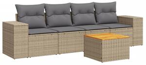 VidaXL Polyrattan Kerti Ülőgarnitúra - 5 részes - Bézs