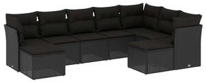 VidaXL Polyrattan Kerti Ülőgarnitúra - 9 részes - Fekete