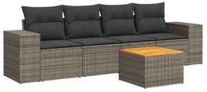 VidaXL Polyrattan Kerti Ülőgarnitúra - 5 részes - Szürke