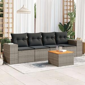 VidaXL Polyrattan Kerti Ülőgarnitúra - 5 részes - Szürke