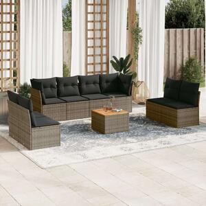 Polyrattan Kerti Ülőgarnitúra - 9 részes - Szürke