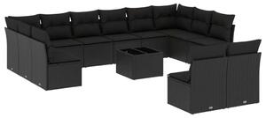 VidaXL Polyrattan Kerti Ülőgarnitúra - 13 részes - Fekete