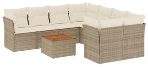 VidaXL Polyrattan Kerti Ülőgarnitúra - 9 részes - Bézs