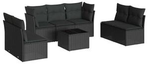 VidaXL Polyrattan Kerti Ülőgarnitúra - 8 részes - Fekete
