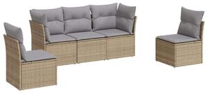 VidaXL Polyrattan Kerti Ülőgarnitúra - 5 részes - Bézs