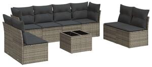 VidaXL Polyrattan Kerti Ülőgarnitúra - 9 részes - Szürke
