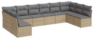 VidaXL Polyrattan Kerti Ülőgarnitúra - 10 Részes - Bézs