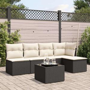 VidaXL Polyrattan Kerti Ülőgarnitúra - 6 részes - Fekete