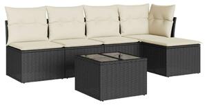 VidaXL Polyrattan Kerti Ülőgarnitúra - 6 részes - Fekete