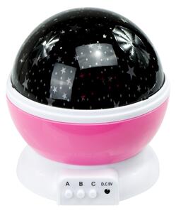 Forgó csillagfényes éjjeli lampa, USB vagy elemmel működő, pink