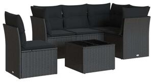 VidaXL Polyrattan Kerti Ülőgarnitúra - 6 részes, Fekete