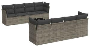 VidaXL Polyrattan Kerti Ülőgarnitúra - 9 részes - Szürke