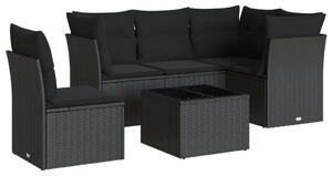 VidaXL Polyrattan Kerti Ülőgarnitúra - 6 részes, Fekete