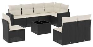 VidaXL Polyrattan Kerti Ülőgarnitúra - 9 részes - Fekete