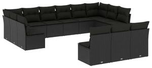 VidaXL Polyrattan Kerti Ülőgarnitúra - 13 részes - Fekete