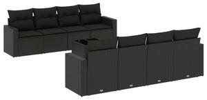 VidaXL Polyrattan Kerti Ülőgarnitúra - 9 részes - Fekete