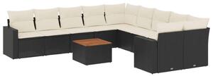 Polyrattan Kerti Ülőgarnitúra - 11 részes - Fekete