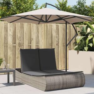 VidaXL Dupla Napozóágy - Polyrattan - Szürke - 200cm