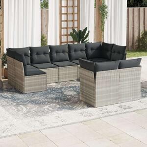 VidaXL Polyrattan Kerti Ülőgarnitúra - 9 részes, Világosszürke