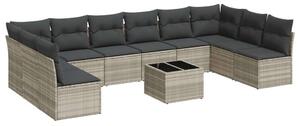 VidaXL Polyrattan Kerti Ülőgarnitúra - 11 részes - Világosszürke
