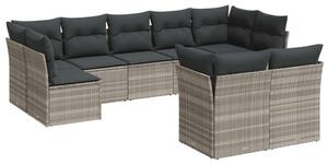 VidaXL Polyrattan Kerti Ülőgarnitúra - 9 részes, Világosszürke